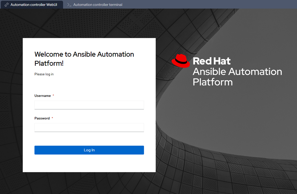 Ansible Automation Platform Login Screen