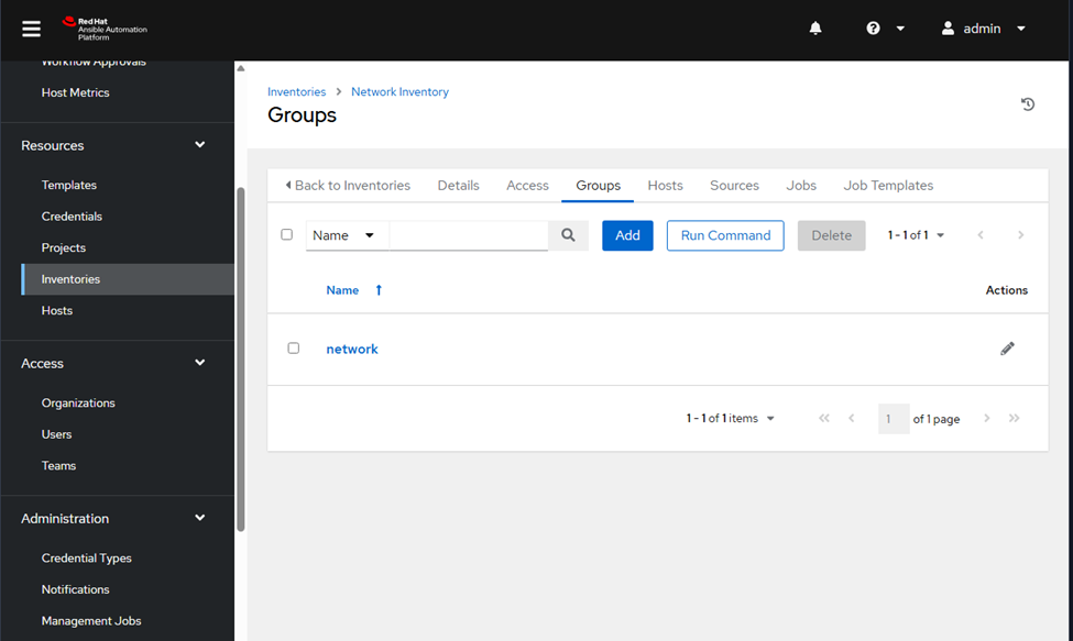 Ansible Automation Inventory Groups View