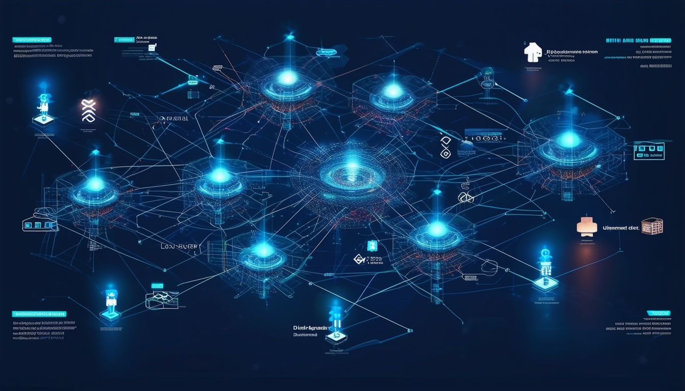 A futuristic network diagram showcasing interconne